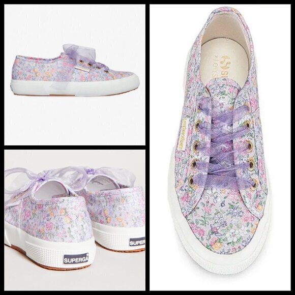 💕LOVESHACKFANCY x SUPERGA💕 Classic Sneaker ~ Lavender Blooms Floral US 7.5 NWT - Picture 4 of 16